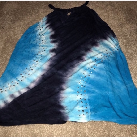 Inc Stud Blue Tie Dye Halter Tank - Picture 2 of 7